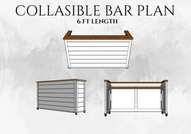 6FT Portable Folding Liquor Bar - Complete Build Plans - Mobile Bartender Bar