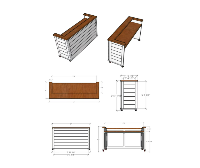 6FT Portable Folding Liquor Bar - Complete Build Plans - Mobile Bartender Bar