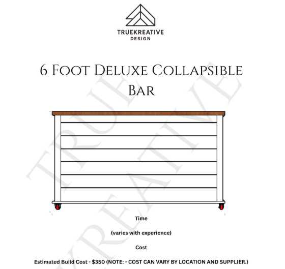 6FT Portable Folding Liquor Bar - Complete Build Plans - Mobile Bartender Bar